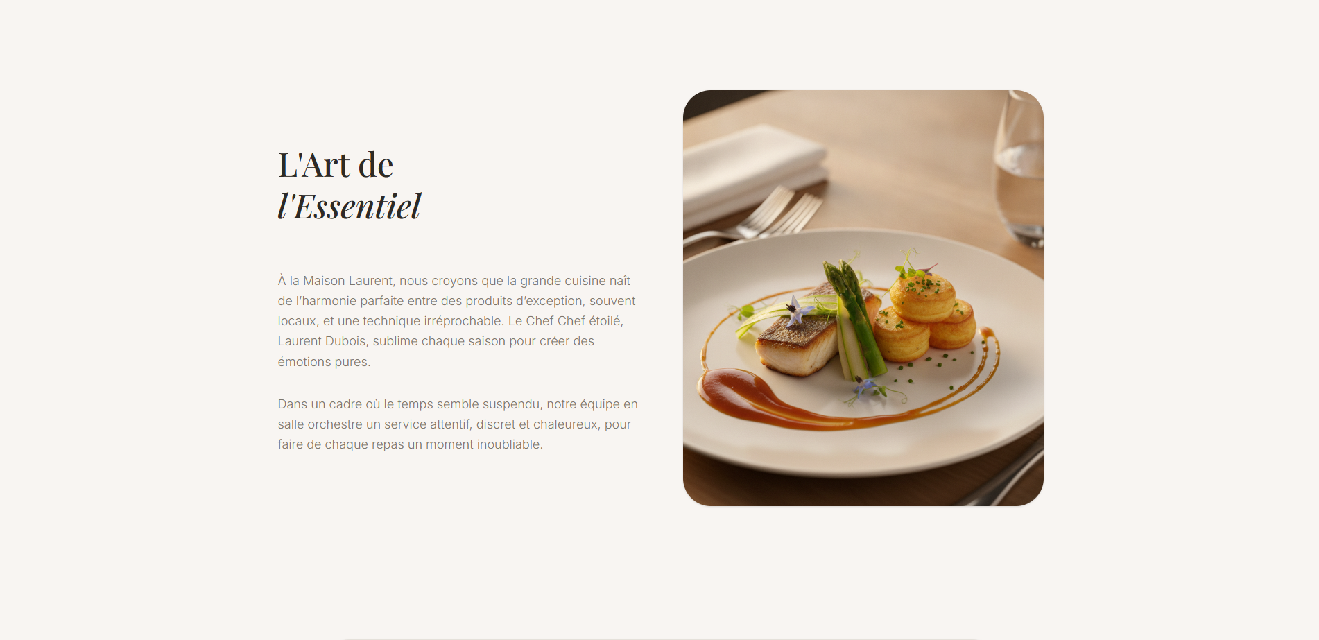 Exemple de site vitrine pour restaurant — Maison Laurent, l'expérience